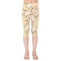 Katsushika Hokusai, Egrets From Quick Lessons In Simplified Drawing Kids  Capri Leggings  by Valentinaart