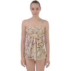 Katsushika Hokusai, Egrets From Quick Lessons In Simplified Drawing Babydoll Tankini Set by Valentinaart