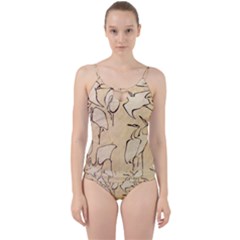 Katsushika Hokusai, Egrets From Quick Lessons In Simplified Drawing Cut Out Top Tankini Set by Valentinaart