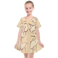 Katsushika Hokusai, Egrets From Quick Lessons In Simplified Drawing Kids  Smock Dress by Valentinaart