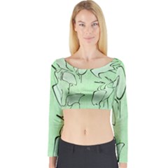 Katsushika Hokusai, Egrets From Quick Lessons In Simplified Drawing Long Sleeve Crop Top by Valentinaart