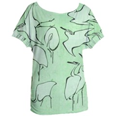 Katsushika Hokusai, Egrets From Quick Lessons In Simplified Drawing Women s Oversized Tee by Valentinaart