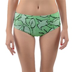 Katsushika Hokusai, Egrets From Quick Lessons In Simplified Drawing Reversible Mid-waist Bikini Bottoms by Valentinaart