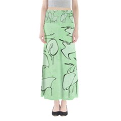 Katsushika Hokusai, Egrets From Quick Lessons In Simplified Drawing Full Length Maxi Skirt by Valentinaart