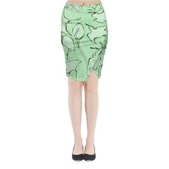 Katsushika Hokusai, Egrets From Quick Lessons In Simplified Drawing Midi Wrap Pencil Skirt by Valentinaart