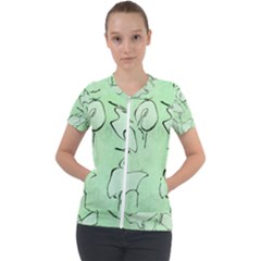 Katsushika Hokusai, Egrets From Quick Lessons In Simplified Drawing Short Sleeve Zip Up Jacket