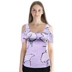 Katsushika Hokusai, Egrets From Quick Lessons In Simplified Drawing Butterfly Sleeve Cutout Tee 