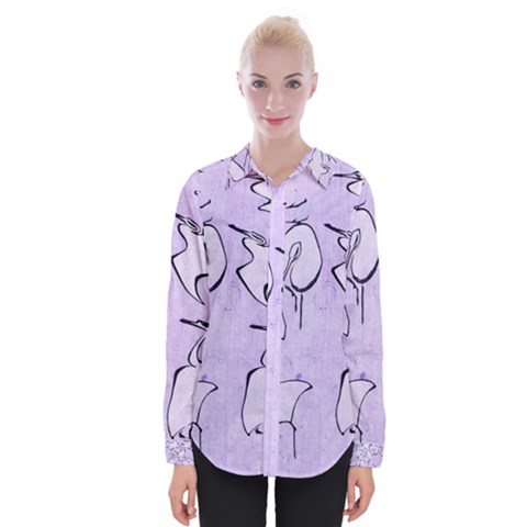 Katsushika Hokusai, Egrets From Quick Lessons In Simplified Drawing Womens Long Sleeve Shirt by Valentinaart