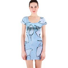 Katsushika Hokusai, Egrets From Quick Lessons In Simplified Drawing Short Sleeve Bodycon Dress by Valentinaart