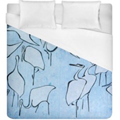 Katsushika Hokusai, Egrets From Quick Lessons In Simplified Drawing Duvet Cover (king Size) by Valentinaart