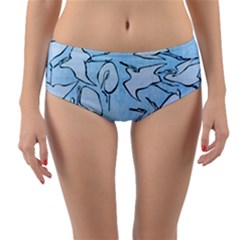 Katsushika Hokusai, Egrets From Quick Lessons In Simplified Drawing Reversible Mid-waist Bikini Bottoms by Valentinaart