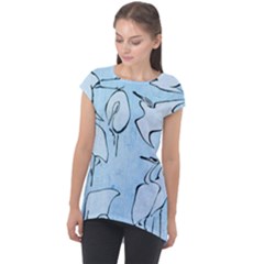 Katsushika Hokusai, Egrets From Quick Lessons In Simplified Drawing Cap Sleeve High Low Top by Valentinaart