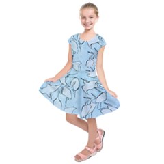 Katsushika Hokusai, Egrets From Quick Lessons In Simplified Drawing Kids  Short Sleeve Dress by Valentinaart