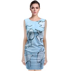 Katsushika Hokusai, Egrets From Quick Lessons In Simplified Drawing Sleeveless Velvet Midi Dress by Valentinaart