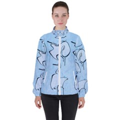 Katsushika Hokusai, Egrets From Quick Lessons In Simplified Drawing Women s High Neck Windbreaker