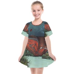 Awesome Mechanical Whale In The Deep Ocean Kids  Smock Dress by FantasyWorld7