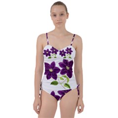 Purple Star Clematis - Vintage Design Sweetheart Tankini Set by WensdaiAmbrose