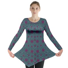 Lovely Ornate Hearts Of Love Long Sleeve Tunic  by pepitasart