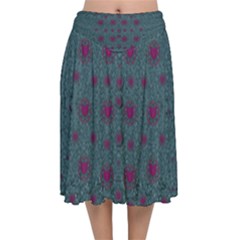 Lovely Ornate Hearts Of Love Velvet Flared Midi Skirt by pepitasart