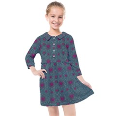 Lovely Ornate Hearts Of Love Kids  Quarter Sleeve Shirt Dress by pepitasart