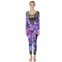 Signs Of Spring Purple Crocua Long Sleeve Catsuit by Riverwoman