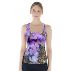 Signs Of Spring Purple Crocua Racer Back Sports Top by Riverwoman