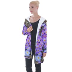 Signs Of Spring Purple Crocua Longline Hooded Cardigan by Riverwoman