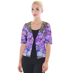 Signs Of Spring Purple Crocua Cropped Button Cardigan by Riverwoman