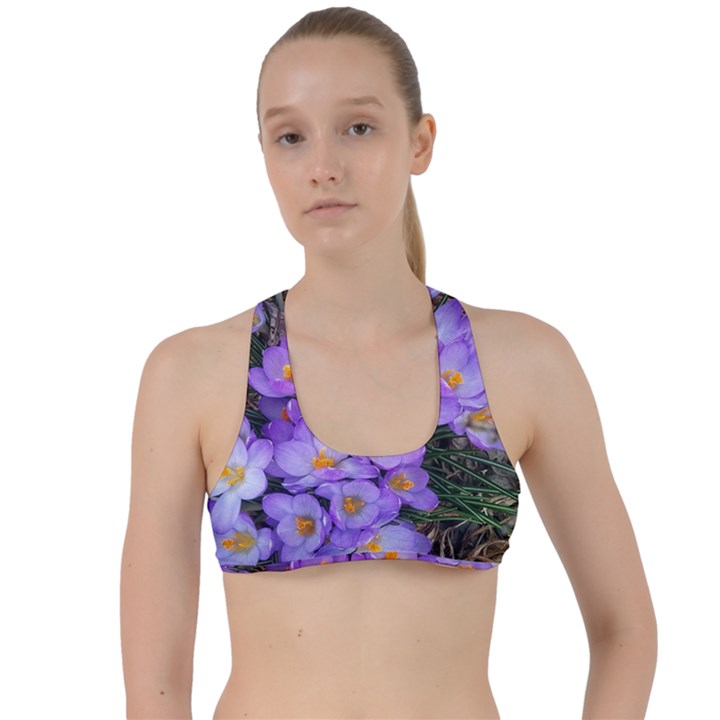 Signs of spring purple crocua Criss Cross Racerback Sports Bra