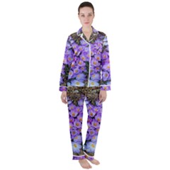 Signs Of Spring Purple Crocua Satin Long Sleeve Pyjamas Set