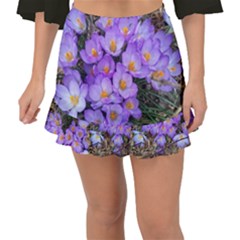 Signs Of Spring Purple Crocua Fishtail Mini Chiffon Skirt by Riverwoman