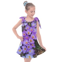 Signs Of Spring Purple Crocua Kids  Tie Up Tunic Dress by Riverwoman