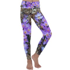 Signs Of Spring Purple Crocua Kids  Lightweight Velour Classic Yoga Leggings by Riverwoman