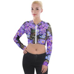 Signs Of Spring Purple Crocus Long Sleeve Cropped Velvet Jacket by Riverwoman