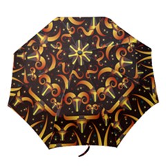 Stylised Horns Black Pattern Folding Umbrellas