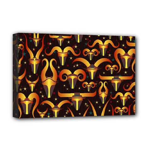 Stylised Horns Black Pattern Deluxe Canvas 18  X 12  (stretched)