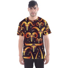 Stylised Horns Black Pattern Men s Sports Mesh Tee