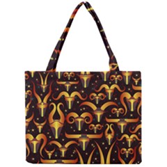 Stylised Horns Black Pattern Mini Tote Bag by HermanTelo