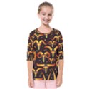 Stylised Horns Black Pattern Kids  Quarter Sleeve Raglan Tee View1