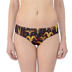 Stylised Horns Black Pattern Hipster Bikini Bottoms