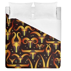 Stylised Horns Black Pattern Duvet Cover (queen Size)