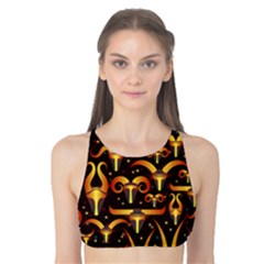 Stylised Horns Black Pattern Tank Bikini Top