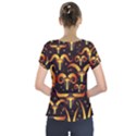 Stylised Horns Black Pattern Short Sleeve Front Detail Top View2