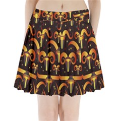 Stylised Horns Black Pattern Pleated Mini Skirt by HermanTelo