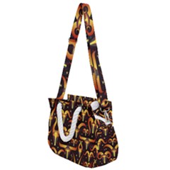 Stylised Horns Black Pattern Rope Handles Shoulder Strap Bag