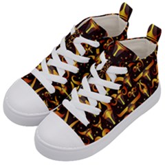 Stylised Horns Black Pattern Kids  Mid-top Canvas Sneakers by HermanTelo