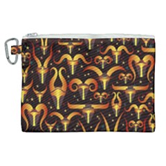 Stylised Horns Black Pattern Canvas Cosmetic Bag (xl)