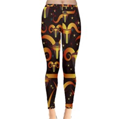 Stylised Horns Black Pattern Inside Out Leggings by HermanTelo