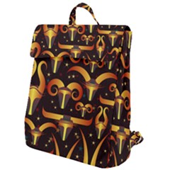 Stylised Horns Black Pattern Flap Top Backpack