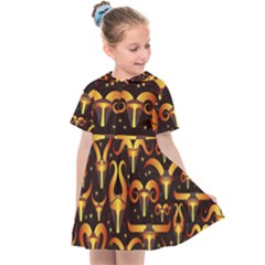 Stylised Horns Black Pattern Kids  Sailor Dress by HermanTelo